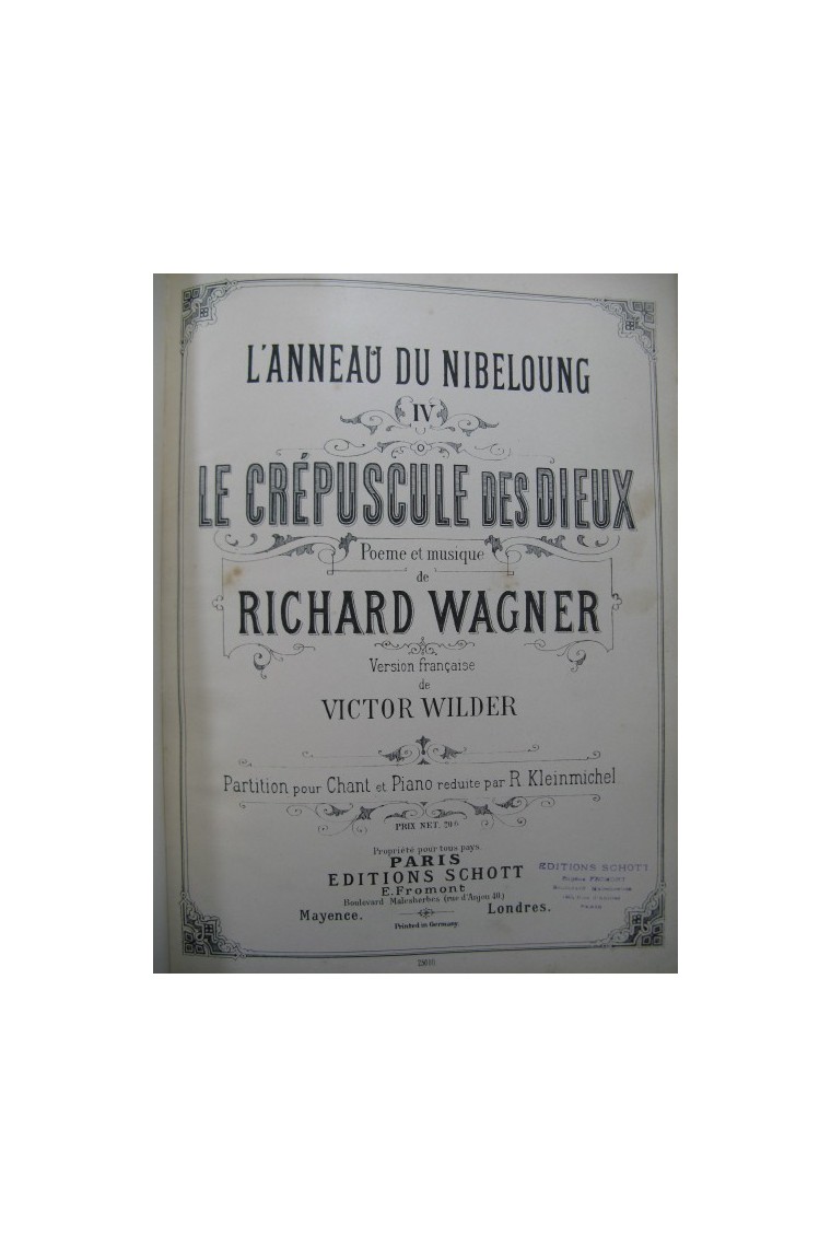 WAGNER Richard Le Crépuscule des Dieux Opera Chant Piano