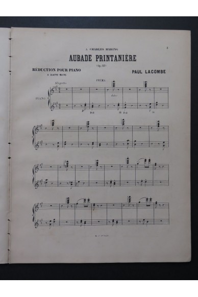 LACOMBE Paul Aubade Printanière op 37 Piano 4 mains ca1892