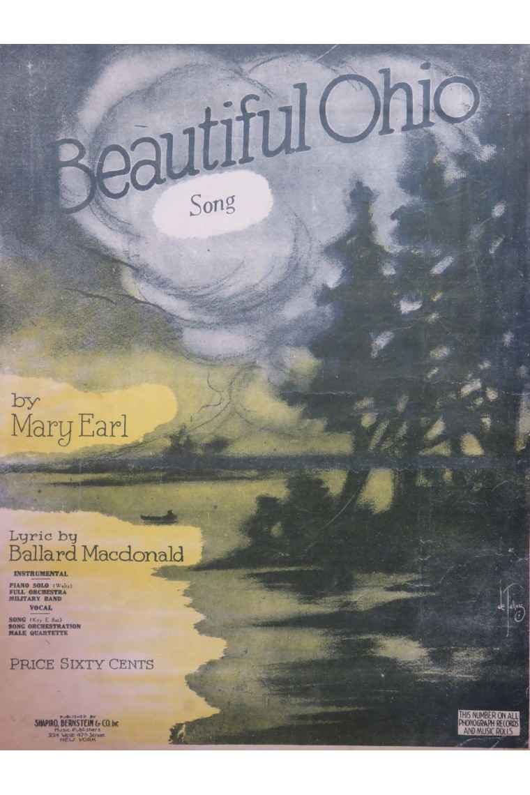EARL Mary Beautiful Ohio Song Chant Piano 1918