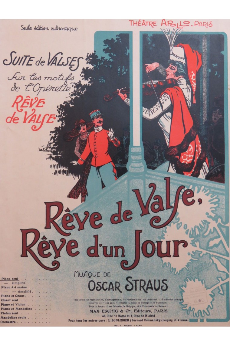 STRAUS Oscar Rêve de Valse, Rêve d'un Jour Suite Piano 1907