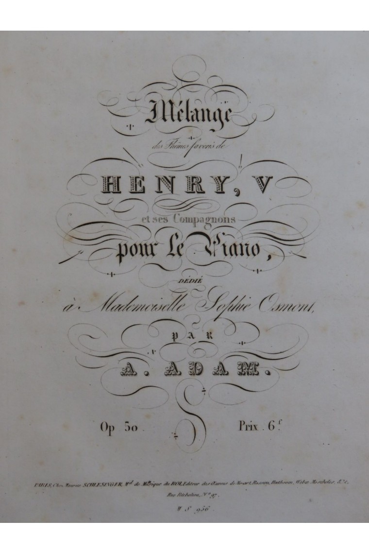 ADAM Adolphe Mélange Piano ca1830 partition sheet music score 