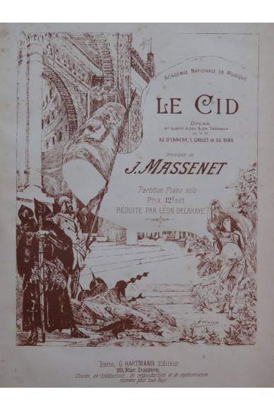 MASSENET Jules Le Cid Opéra Piano solo ca1885 partition sheet music score 