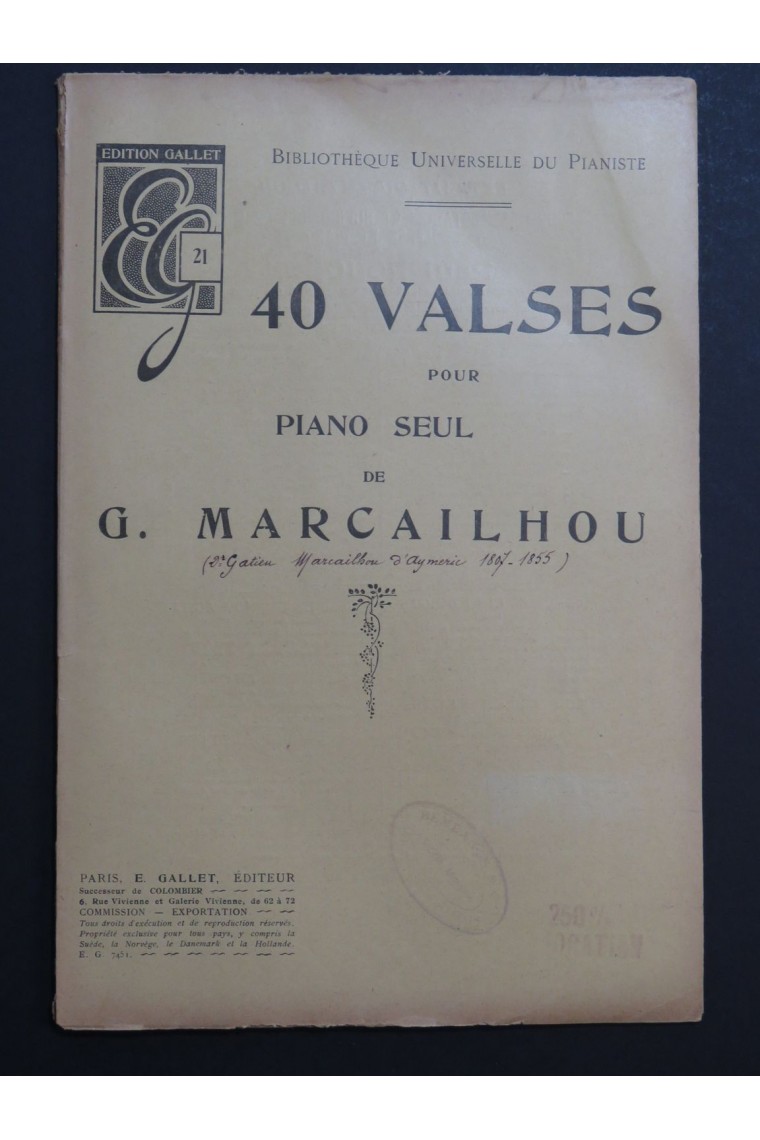 MARCAILHOU Gatien 40 Valses Piano seul MARCAILHOU Gatien 40 Valses Piano seul