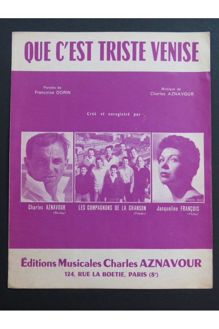 Que c'est triste Venise Charles Aznavour Chant Piano 1964 Que c'est triste Venise Charles Aznavour Chant Piano 1964