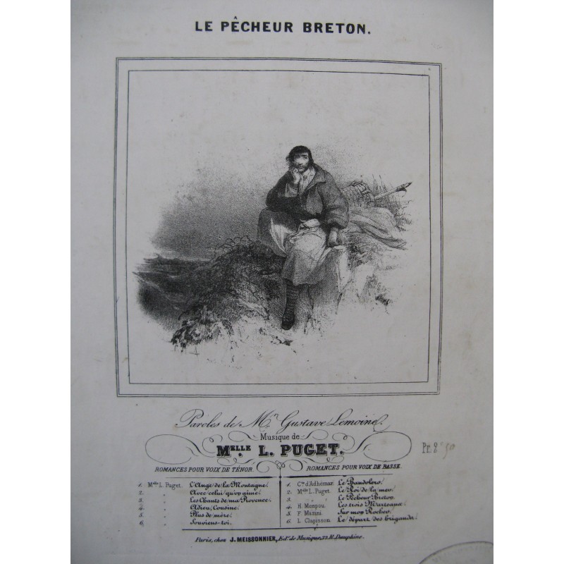 PUGET Loïsa Le Pêcheur Breton Piano Chant ca1830