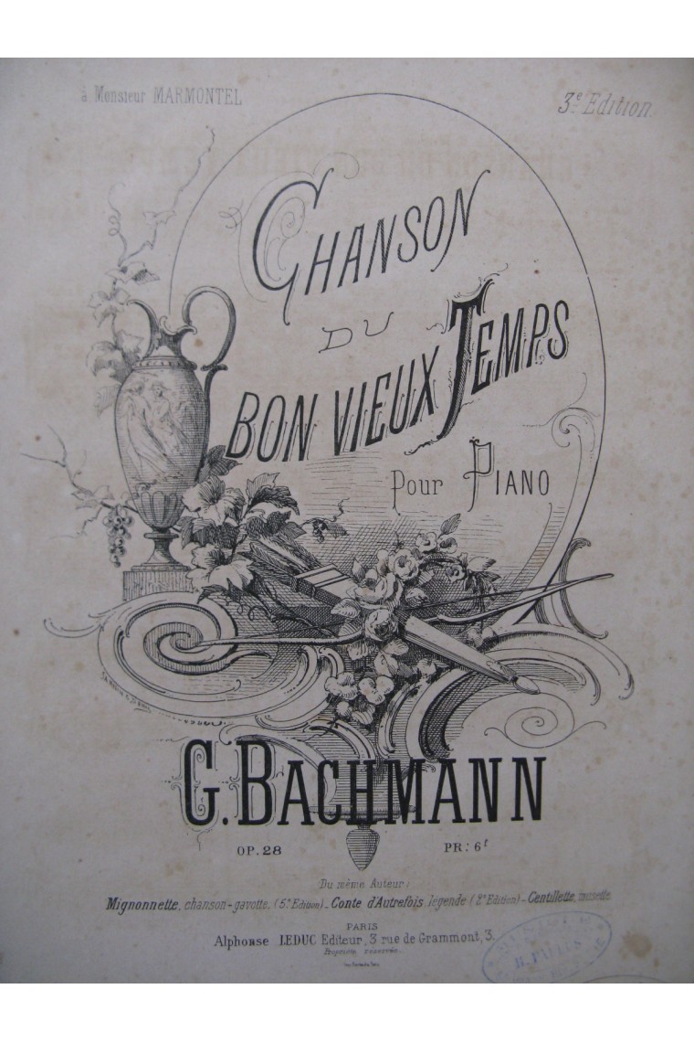BACHMANN G. Chanson du Bon Vieux