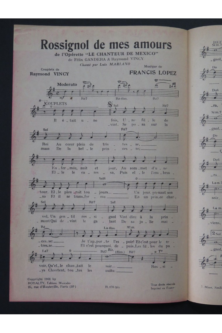 Luis Mariano Rossignol De Mes Amours Paroles