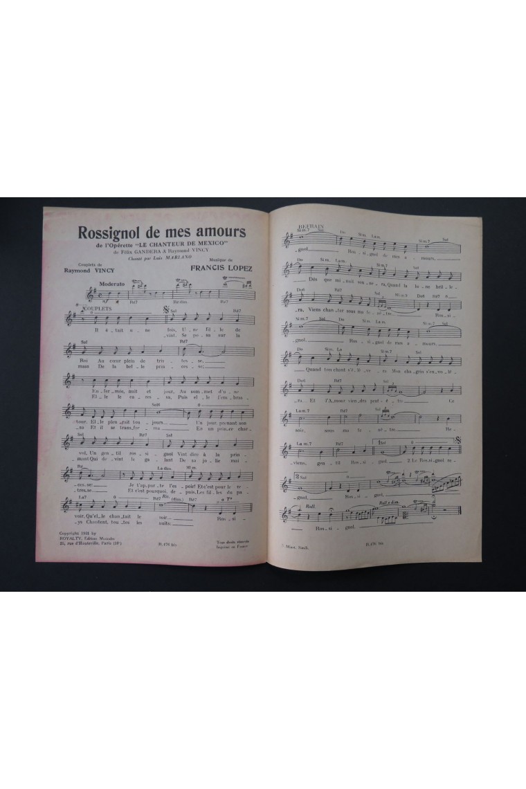 Luis Mariano Rossignol De Mes Amours Paroles